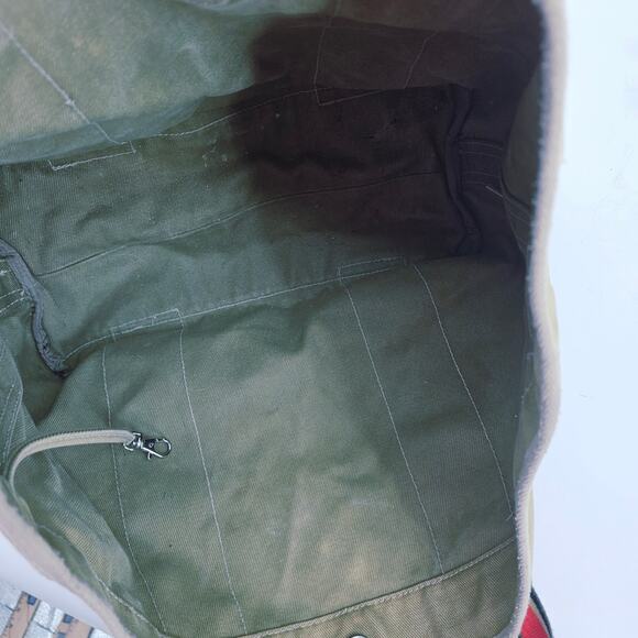 Y2K Kipling Conor Military Green Canvas Large Tote Bag Double Handle & bag charm - Picture 7 of 12